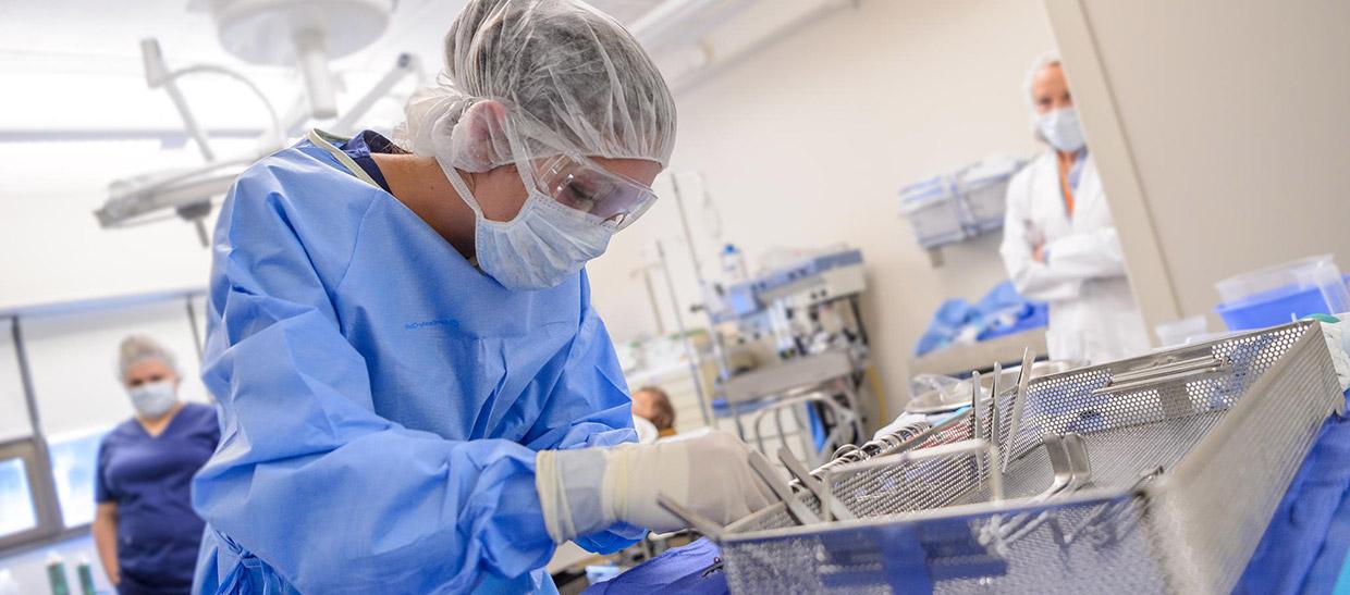 Health student working in a lab